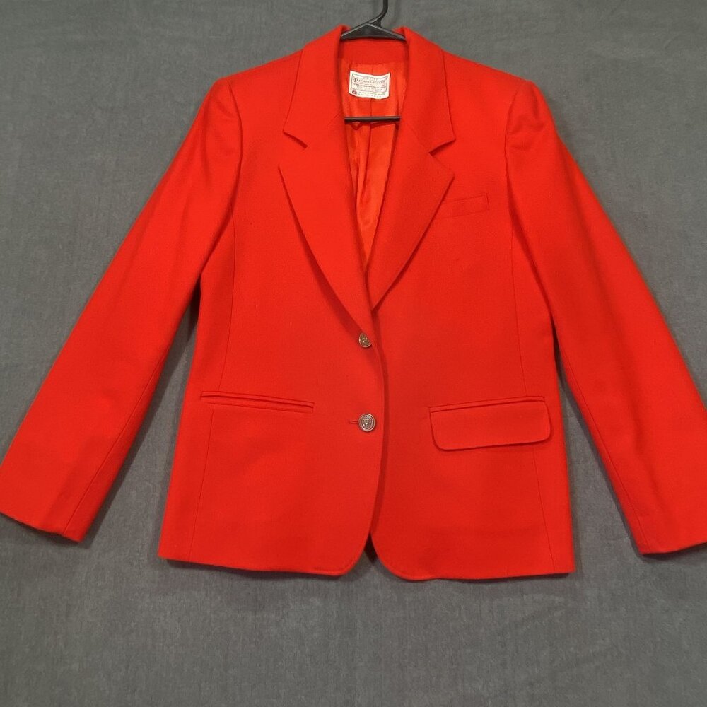 Vintage Pendleton Wool Blazer Jacket Womens SZ 8 Petite Single Breasted Buttons
